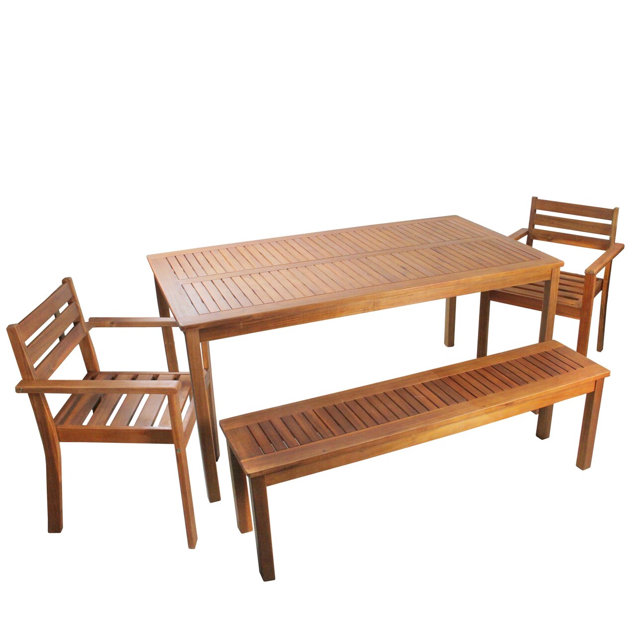 Northlight 4pc Brown Solid Acacia Wood 4-Person Outdoor Patio Dining Set 63"